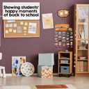 First Day of School Decoration - 13'' x 5'' School Bus Design - Welcome Wood Sign With 5 Hanging Apple - Display Picture Boards with 30 Clips - Back To School Hanging Plaque Decor For Classroom- A03