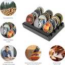 Challenge Coin Holder Display Case 4 Row Solid Wood Military Coin Rack Small Army Coin Stand Holds 12 Coins, Black Finish