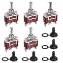 Waterproof Momentary Toggle Switch (ON)-Off-(ON) 30A 12VDC/15A 250VAC DC Marine SPDT Switch 3 Way with Weatherproof Boot Cap Cover for Car Auto Boat (Pack of 4)