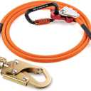 Steel Wire Core Flipline - 8ft Fall Protection Arborist Climbing Tree Arborist 1/2" Galvanized Steel Cable Lanyard Kit with Swivel Snap Hook Triple Lock Carabiner Rope Grab Adjuster