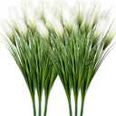 Vlorart 33" Artificial Plants 6 Pack Onion Tall Grass Greenery, Faux Fake Grass Shrubs Plant Flowers Wheat Grass for House Home Indoor Outdoor Office Room Gardening Indoor Dcor-White