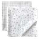 MOZAH Organic Muslin Swaddle Blankets - Stripes & Dots - 2 Pack - for Baby Boy or Girl - Ideal for Newborns, Toddlers & Registry Essentials (X-Large)