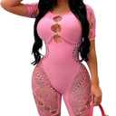 Women's Solid Color Sleeveless Short Romper, Spring Summer Sexy Bodycon Jumpsuits (Pink)