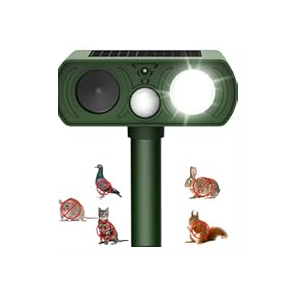Solar Ultrasonic Animal Repellent Outdoor, Cat Squirrel Raccoon Bird Dog Deer Repellent Devices Motion Detection, Waterproof Mouse Skunk Rabbit Rodent Deterrent for Yard Farm Garden 1 Pack