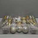 92ct Christmas Tree Decoration Set Christmas Ball Ornaments with Srtings Shatterproof Christmas Baubles for Christmas Holiday Wreath Garland Party Decoration, Gold-Silver
