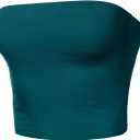 Women Strapless Tube Tops Basic Crop Strachy Bandeau Backless Sleeveless (Small, 863-teal-00)