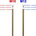 Brushed Brass M10 Threaded Extension Rod 12 Inches for Pendant Light, Chandelier, Island Lighting,Lighting Fixture downrods & Stems,12 Inches 11.4mm OD (0.449) x 300mm L (11.81)