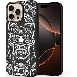Unov Case Compatible with iPhone 16 Pro Max (2024) 5G with Cute Skull Embossed Pattern Design Slim Protective Soft TPU Bumper Cover