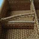 I-lan 4-compartment Square Woven Natural Wicker Storage Basket Box without Lid, 4 Divided Rattan Basket Organizer for Countertops ,Shelf, Snacks, Candy, Nuts and Other Accessories