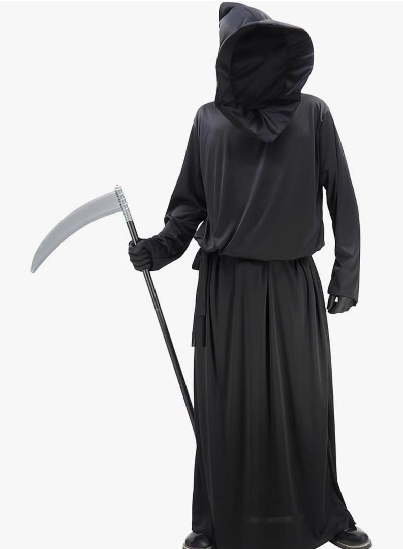 Grim Reaper Costume Set Men & Women Black Hooded Robe Halloween Cosplay Phantom Costumes Robe Cloak Cape