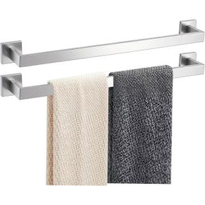 JOPOFI 2 Piece Towel Bar - 23.6 Inch Bathroom Towel Holder - Brushed Nickel