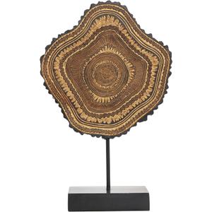 Deco 79 Resin Tribal Decorative Sculpture Abstract Carved Home Decor Statue with Black Stand and Wavy Edge, Accent Figurine 11" x 3" x 17", Brown