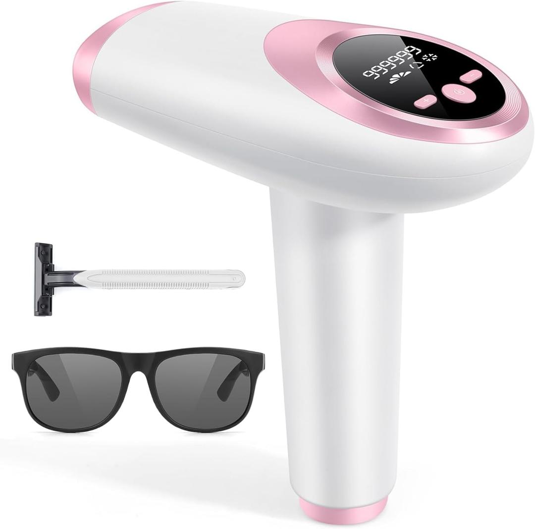 Laser Hair Removal for Women,999,999 Flashes Painless IPL Hair Removel, Hair Removal Device at-Home for Armpits Legs Arms Bikini Line (Pink-White)