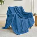 Throw Blanket for Couch - Flannel Fleece 3D Striped Ribbed Bed Blanket.Super Soft Blankets for Women Girls,Teacher Gifts Birthday Gifts Room Home Dorm Decor (Blue, Throw(50"x60"))