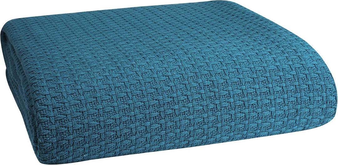 Belizzi Home 100% Cotton Bed Blanket, Breathable Bed Blanket Full - Queen Size, Cotton Thermal Blankets Full - Queen, Perfect for Layering Any Bed for All Season, Teal Green (Queen (90 in x 90 in))