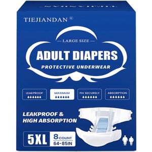 Bariatric Adult Diapers 5XL Women&Men of Deodorization,Medical Waist 64-85IN 8 PCS/Box,Absorb Effectively Disposable Underwear with Tabs,Fixed Firmly Incontinence Underwear Advanced Technology DU001