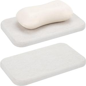 Adorila 2-Pack Diatomite Soap Dish - Instant Dry Bar Soap Holder for Bathroom & Kitchen Sink (White)