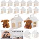 LOVYNO 26 Pcs Dog Party Favor Boxes with Pet Adoption Certificate, Dog House Shape Treat Gift Boxes with Holes, Adopt A Puppy Party Supply Boxes for Boys Girls Pet Adoption Theme DIY Crafting Party (White)