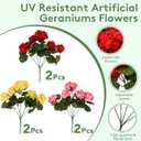 Artificial Flowers for Outdoor, UV Resistant Realistic Geranium Fake Flowers-Faux Flowers for Outdoor planters, Garden, Porch, Patio, Window Box Home Decor All Year Round (6, yellow+red+Pink)