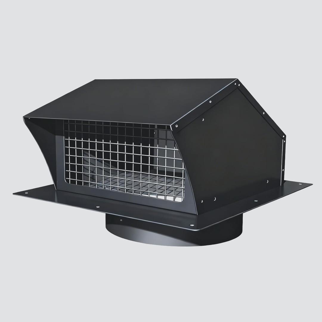 Removable Roof Vents 10 Inch, Roof Vent Cap Galvanized Steel Bathroom Roof Exhaust Vent for Ventilation System-with Damper, Black.