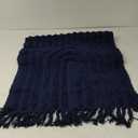 LEEVAN Washable Kitchen Rug 2'x4', Boho Hand-Woven Entryway Rug, Dark Blue Rainbow Bedroom Rug with Tassels, Farmhouse Tufted Bathroom Rugs, Durable Bohemian Rugs for Bedside/ Laundry/ Nursery