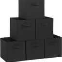 STORAGE MANIAC Storage Cubes, 11 Inch Durable 6 Pack Fabric Foldable Collapsible Bins with Handles for Organization, Closet, Shelves, Offices, Toys, Black (Black-6 Pack)