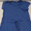 Dresses for Women 2025 Casual Midi Sun Dresses Short Sleeve A Line Tshirt Dress Beach Cover Ups Navy Blue Striped L