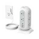 Tower Power Strip Flat Plug with 11 Outlets 3 USB (1 USB C), TESSAN Surge Protector Tower 1625W/13A,1050J Protection, 6 Feet Extension Cord with Multiple Outlets, Office Desk Supplies, Dorm Essentials