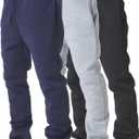 Ultra Performance 3 Pack Mens Fleece Wide Leg Sweatpants with Pockets, Open Bottom Workout Sweatpants for Men, Size M