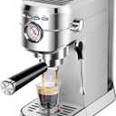 CASABREWS Espresso Machine 20 Bar, Professional Espresso Maker with Milk Frother Steam Wand, Compact Espresso Coffee Machine with 34oz Removable Water Tank for Cappuccino, Latte, Silver