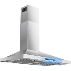 Wall Mount Range Hood 30 inch, Ducted/Ductless Range Hood with Gesture Sensing & Touch Control, Kitchen Hood 30 inch 450CFM, Vent Hood w/Stainless Steel Baffle Filters, 3 Speed Fan