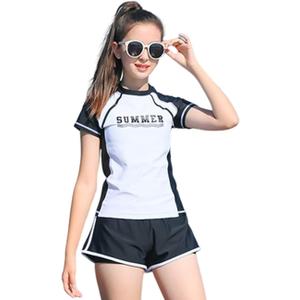 KORADI Girls Swimsuits Rash Guard Swim Sets Kids Two-Piece Bathing Suits Teen Swimwear Beach Shorts Sun Protection Swim Shirts, Size: 11-12 Years 