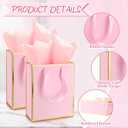 Yeaqee 50 Pack Metallic Gift Bags with Handle and Tissue Paper Gold Foil Thank You Bag for Graduation Wedding Groomsmen Bridal Baby Shower Gifts Holiday Party Favors 9x7x3.15'' (Pink Gold)