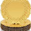 Gold Charger Plates Bulk 10Pcs - 13" Elegant Gold Plastic Chargers for Dinner Plates, Wedding & Event Decorative Charger Plates Set