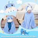 Wearable Hooded Blanket, Soft Hooded Cloak Hoodie Blanket for Women, Adults, Hoodie Blankets Gifts for Mother's Day (Blue)