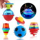Kids Party Favors Toys, 10 Pcs LED Light Up Spining Tops, Easter Day Gifts Goodie Bag Stuffers Carnival Prizes School Classroom Rewards Treasure Box, Glow in The Dark Party Supplies1
