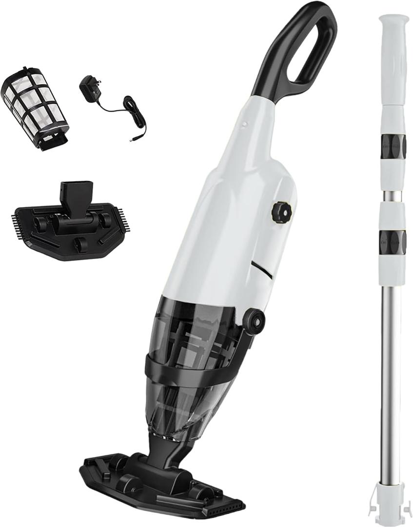 Cordless Pool Vacuum Cleaner for Above Ground Pool & In Ground Rechargeable Pool Vacuum Cleaner - 90 Mins Runtime, with 69" Telescopic Pole, Spa Vacuum for Hot TubMisty Grey