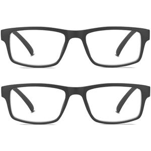 Kitchasy 2 Pack Reading Glasses,Quality Blue Light Blocking Reading Glasses,Filter UV Ray/Glare Computer Readers,Stylish Lightweight Spring Hinges Eyeglasses for Women Men(2-pack Black,4.0)