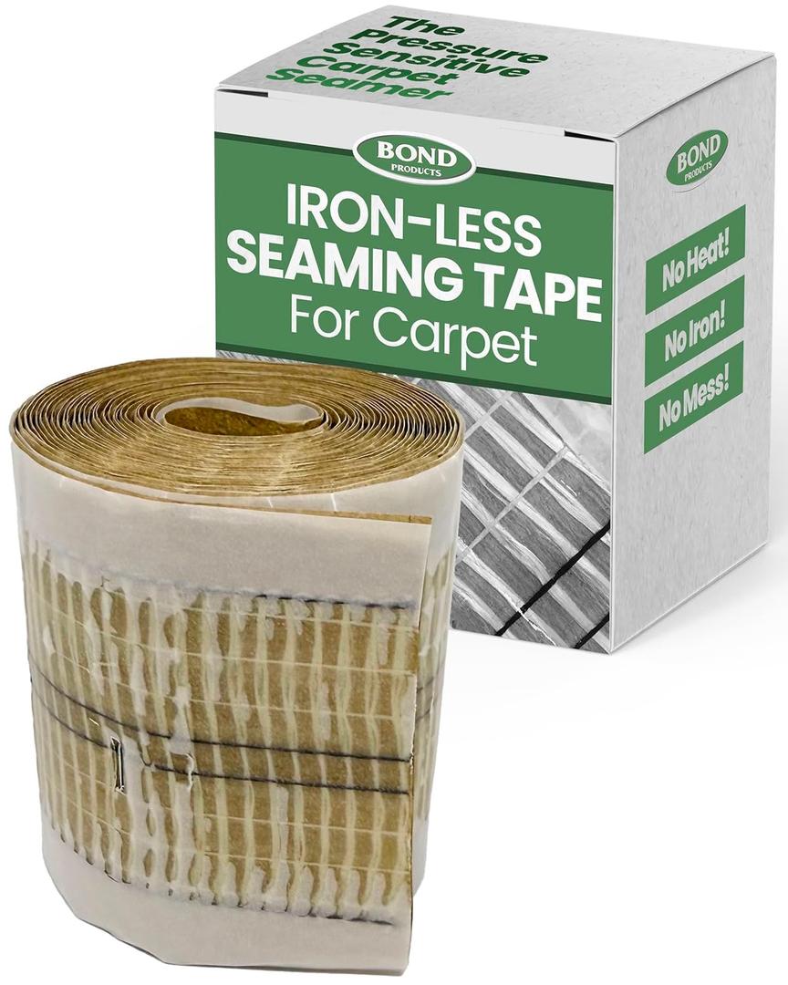 Bond Heatless Carpet Tape - Seam Adhesive for Carpet Repair, Rug Binding, & Upholstery - DIY Binding & Joining Tape - Outdoor Tape & Seam Sealer - Self-Adhesive 15 Ft Roll