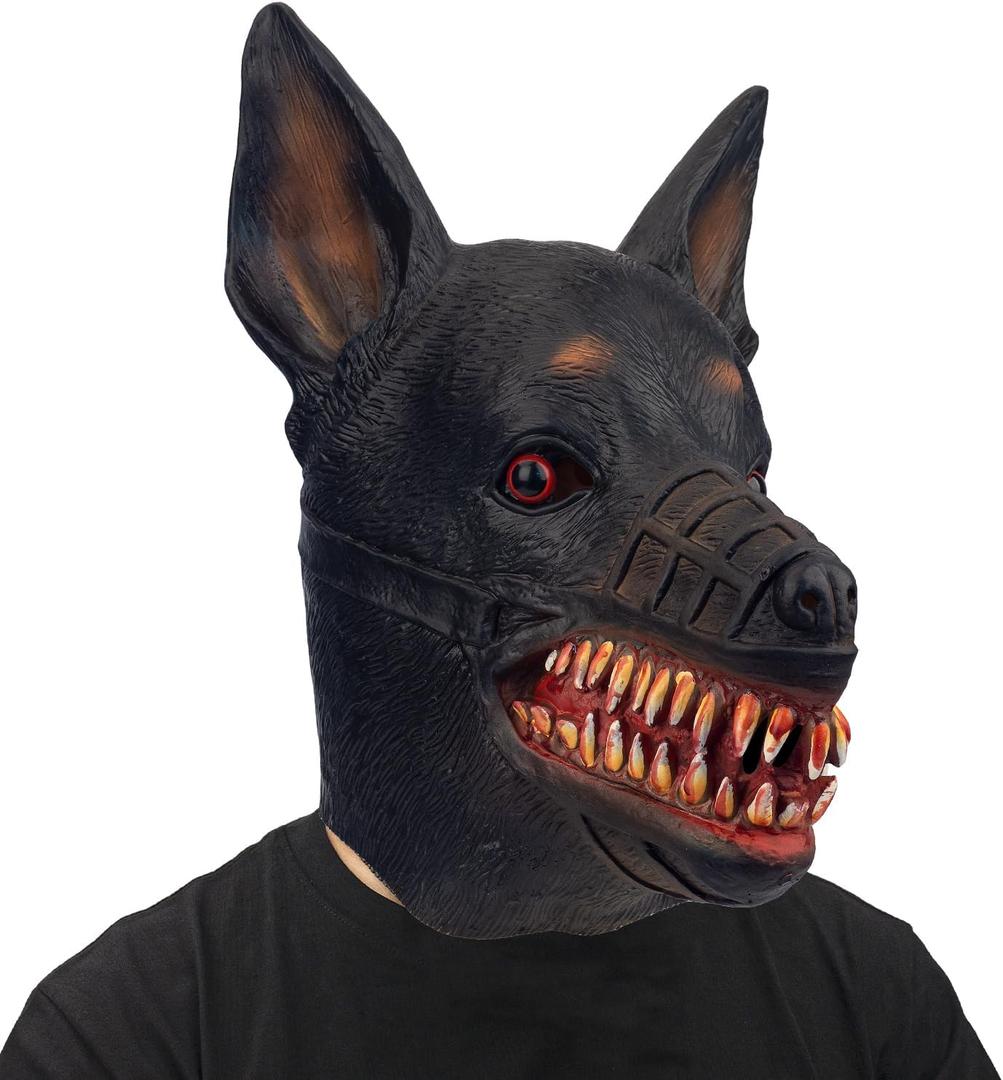 Dog Mask for Adults, Natural Latex Animal Full Head Mask for Halloween, Cosplay, and Costume Parties