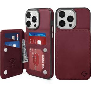 GUERNICA for iPhone 16 Pro Wallet Case with RFID Blocking Card Holder for Women Men, Kickstand Shockproof Phone Case for iPhone 16 Pro(6.3"),Wine Red