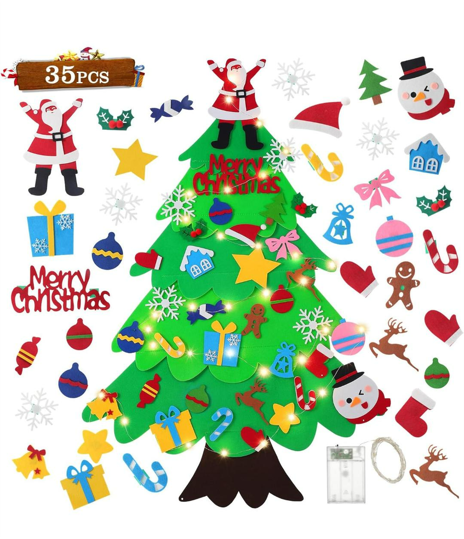TOBEHIGHER Felt Christmas Tree for Kids - 3.6 FT Felt Christmas Tree with 35 Pcs Ornaments, Xmas Gifts for Kids Christmas Door Wall Hanging Decorations