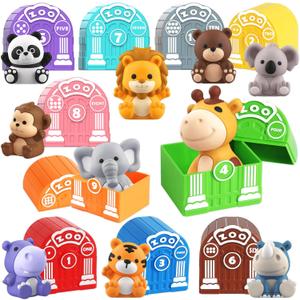 Toddler Toy for 1 2 3+ Years Old, Learning Toy for Toddlers with 20PCS Safari Animal, Montessori Educational for Kids,10 Animals &10 Houses for Babies Boys Girls Easter Christmas Birthday Gift