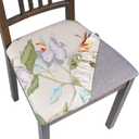SearchI Seat Covers for Dining Room Chairs Stretch Printed Chair Seat Covers Set of 4, Removable Washable Upholstered Chair Seat Protector Cushion Slipcovers for Kitchen, Office(Beige+Flowers)