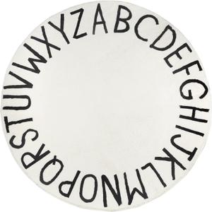 Topotdor Round Kids Play Rug Alphabet Nursery Area Rug Extra Large Soft Crawling Play Mat for Children Toddlers Bedroom (47 inch, White) (3'11" (Round))