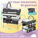 Baby Changing Table Black with Storage - Collapsible Baby Diaper Changing Station with Toy Holder, Baskets - Diaper Changing Table for Small Spaces, Portable Changing Table for Baby