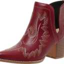 SelRoys Cowboy Boots for Women Cowgirl Ankle Western Embroidered Stitched Pointed Toe Cutout Chunky Heels Short Booties Red Brown Black US5-11 (9)