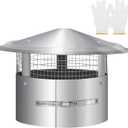 Magam 6 Inch Round Chimney Cap,6 Inch Tapered Top Chimney Cap with Screen, Adjustable and Reinforced Chimney Cap,6Inch Chimney Cap with Fastening Device with Screen, Stovepipe Finial,Stainless Steel