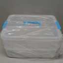 2 Layer Plastic Storage Containers with Lids, Multipurpose Clear Stack & Carry Box, Portable Craft Organizers and Storage Bin for Organizing Art & Craft, Sewing, Makeup, Nail Supplies (Blue)