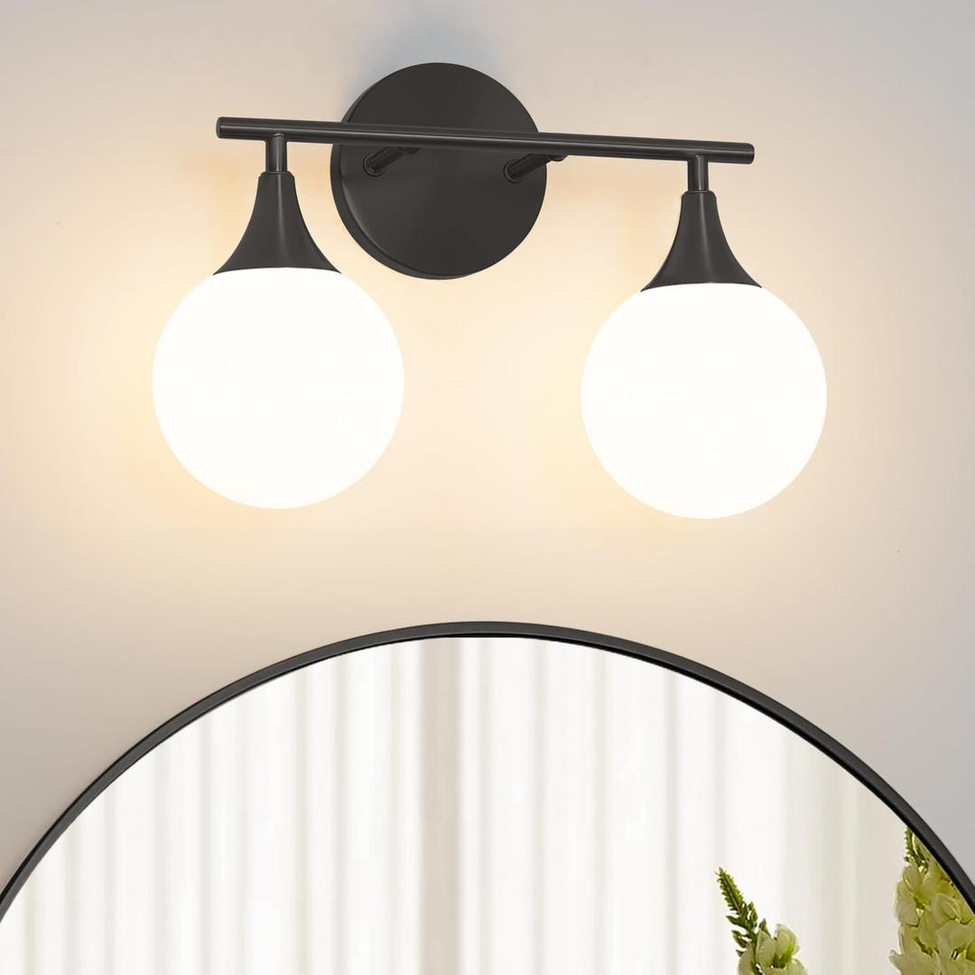 Daunton Modern Matte Black Bathroom Vanity Light - Energy Efficient G9 Base Bathroom Lighting Fixtures Over Mirror, Anti-Glare 14.2 Inch Soft Illumination for Makeup & Shaving, Stylish and Affordable